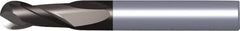 Kennametal - 14mm Diam, 22mm LOC, 2 Flute Solid Carbide Ball End Mill - TiAlN Finish, Single End, 83mm OAL, 14mm Shank Diam, Spiral Flute - Americas Industrial Supply