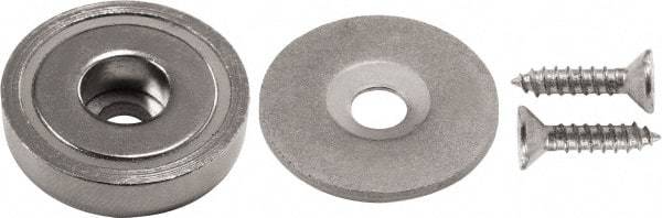 Mag-Mate - 3/8" Long x 61/62" Wide x 61/62" High, Magnetic Touch Latch - Neodymium & Steel, with Nickel Plated Finish - Americas Industrial Supply