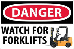 NMC - "Danger - Watch For Forklifts", 24" Long x 36" Wide, Sportwalk Safety Sign - Rectangle, 0.005" Thick, Use for Workplace/Safety - Americas Industrial Supply