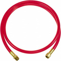 PRO-SOURCE - 3/8" ID 3' Long Lead-In Whip Hose - FNPT x MNPT Swivel Ends, 200 Working psi, 165°, 3/8" Fitting, Transparent Red - Americas Industrial Supply