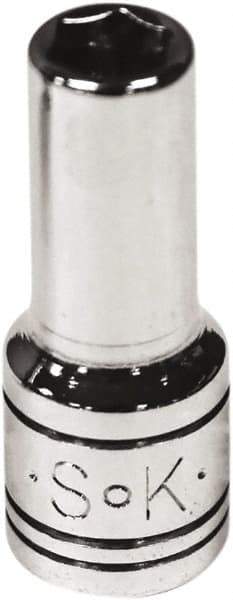 SK - 1/4", 1/4" Drive, Deep Hand Socket - 6 Points, Steel, Chrome Finish - Americas Industrial Supply