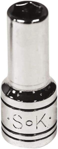 SK - 3/16", 1/4" Drive, Deep Hand Socket - 6 Points, Steel, Chrome Finish - Americas Industrial Supply