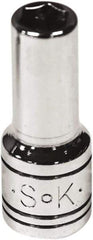 SK - 3/16", 1/4" Drive, Deep Hand Socket - 6 Points, Steel, Chrome Finish - Americas Industrial Supply