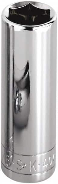 SK - 3/8", 1/2" Drive, Deep Hand Socket - 6 Points, Steel, Chrome Finish - Americas Industrial Supply