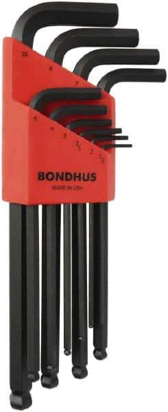 Bondhus - L-Wrench L-Wrench Hex Key Set - Hex Range 1.5 to 10mm, Protanium High Torque Steel - Americas Industrial Supply
