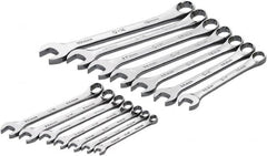 SK - 14 Piece, 6mm to 19mm, 12 Point Combination Wrench Set - Metric Measurement Standard, Full Polish Chrome Finish, Comes in Roll-Up Pouch - Americas Industrial Supply