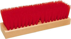 O-Cedar - 2" Bristle Length, Polypropylene Deck Scrub Brush - 10" Long x 3" Wide Head, 10" OAL, Red, Wood Block - Americas Industrial Supply