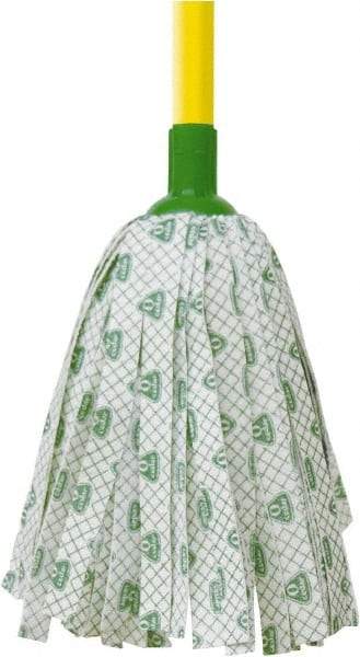 O-Cedar - White & Green Deck Mop - 4-1/2" Long x 3" Wide Head, 48" Long Handle, Rayon/Polyester Head - Americas Industrial Supply