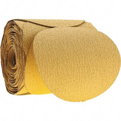 Tru-Maxx - 6" Diam, 60 Grit Aluminum Oxide Adhesive PSA Disc - Medium Grade, Gold, C Weighted Backing, Flexible, 3,000 Max RPM - Americas Industrial Supply