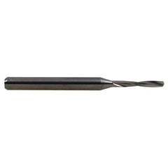 0.35 mm Dia. × 3 mm Shank × 4.8 mm Flute Length × 38 mm OAL, 14xD, 135°, Uncoated, 2 Flute, External, Round Solid Carbide Drill