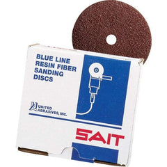 Sait - 4-1/2" Diam 7/8" Hole 100 Grit Fiber Disc - Aluminum Oxide, 11,000 Max RPM - Americas Industrial Supply