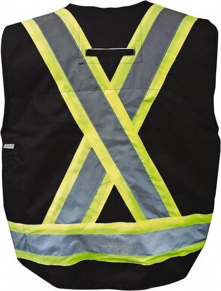 Viking - Size XL Flame Resistant/Retardant Black Solid Surveyor's Vest - 47" Chest, ASTM F2302-08, CSA Z96-09 Class 1, Level FR, Snaps Closure, 8 Pockets, Polyester - Americas Industrial Supply
