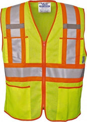 Viking - Size 4XL High Visibility Lime Mesh Public Safety Vest - 58" Chest, ANSI 107-2010 Class 2, Level 2, Zipper Closure, 4 Pockets, Polyester - Americas Industrial Supply