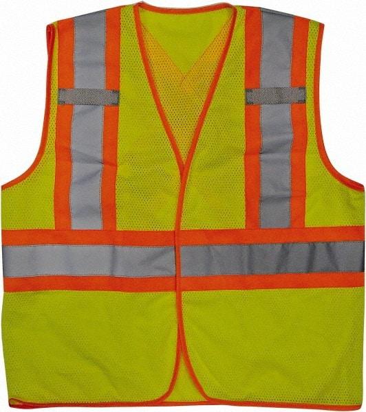 Viking - Size 2X/3XL High Visibility Lime Mesh Public Safety Vest - 51 to 55" Chest, ANSI 107-2010 Class 2, Level 2, Hook & Loop Closure, Polyester - Americas Industrial Supply