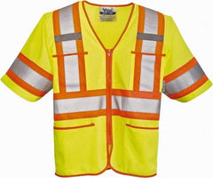 Viking - Size 3XL High Visibility Lime Mesh Public Safety Vest - 55" Chest, Zipper Closure, 4 Pockets, Polyester - Americas Industrial Supply