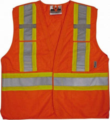 Viking - Size 2X/3XL High Visibility Orange Solid Breakaway Vest - 51 to 55" Chest, Hook & Loop Closure, 4 Pockets, Polyester - Americas Industrial Supply