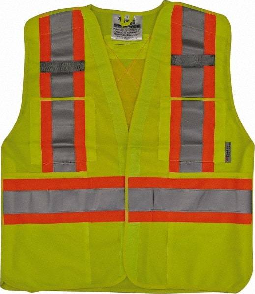 Viking - Size 2X/3XL High Visibility Lime Solid Breakaway Vest - 51 to 55" Chest, Hook & Loop Closure, 4 Pockets, Polyester - Americas Industrial Supply