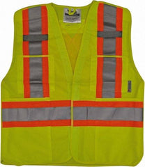 Viking - Size L/XL High Visibility Lime Solid Breakaway Vest - 43 to 47" Chest, Hook & Loop Closure, 4 Pockets, Polyester - Americas Industrial Supply