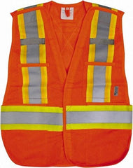 Viking - Size 4XL High Visibility Orange Mesh Public Safety Vest - 58" Chest, Zipper Closure, 4 Pockets, Polyester - Americas Industrial Supply