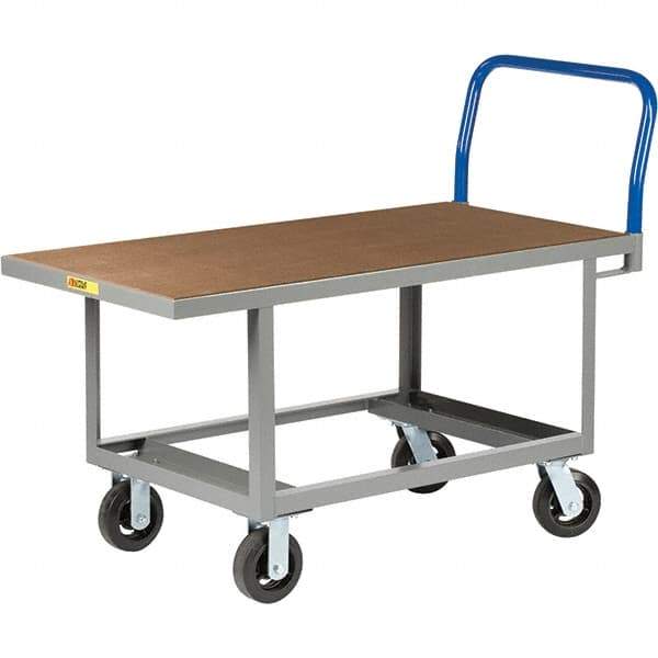 Little Giant - 2,000 Lb Capacity Steel Platform Truck - Steel Deck, 30" OAW, 60" Platform Length, Mold On Rubber Casters - Americas Industrial Supply