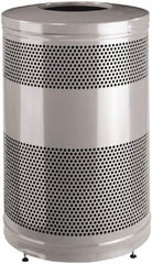 Rubbermaid - 51 Gal Silver Round Decorative Waste Receptacle With Top - Steel, 902mm High - Americas Industrial Supply