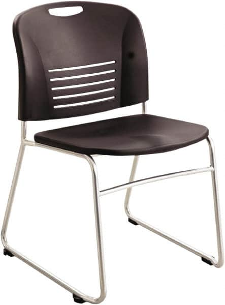 Safco - Plastic Black Stacking Chair - Silver Frame, 22-1/2" Wide x 19-1/2" Deep x 32-1/2" High - Americas Industrial Supply