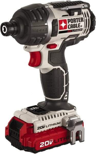 Porter-Cable - 20 Volt, 1/4" Drive, Cordless Impact Driver - Pistol Grip Handle, 2900 RPM, 2 Lithium-Ion Batteries Included - Americas Industrial Supply