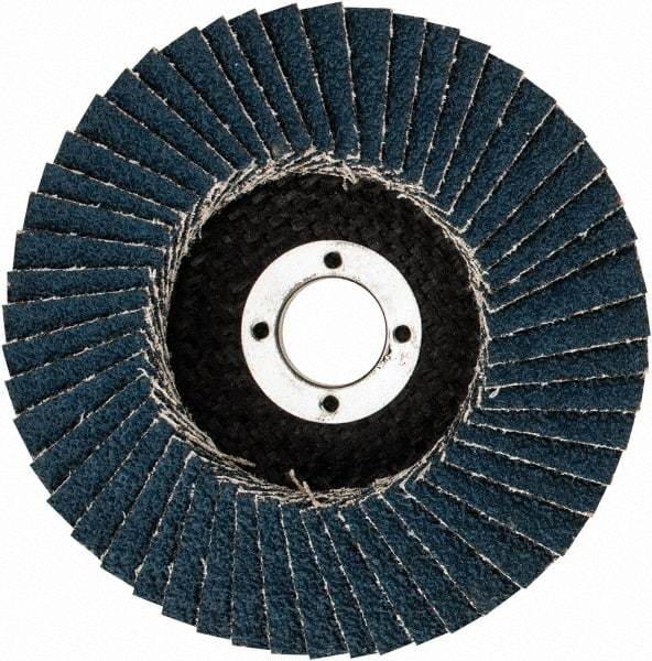 3M - 40 Grit, 4" Disc Diam, 5/8" Center Hole, Type 29 Zirconia Alumina Flap Disc - 13,300 Max RPM, Cloth Backing, Arbor Attaching System, Coated - Americas Industrial Supply