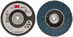 3M - 60 Grit, 4" Disc Diam, 3/8-24 Center Hole, Type 29 Zirconia Alumina Flap Disc - 13,300 Max RPM, Cloth Backing, Arbor Attaching System, Coated - Americas Industrial Supply