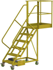 TRI-ARC - 102" 6 Step Configurable Cantilever Ladder - Unsupported, 300 Lb Capacity, 60" Platform Height, 30" Base Width x 82" Base Depth, Perforated Tread - Americas Industrial Supply