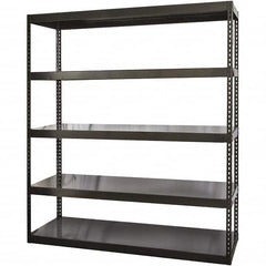 Hallowell - 5 Shelf Starter Solid Steel Waterfall Open Steel Shelving - 1 Lb Capacity, 72" Wide x 96" High x 24" Deep, Black - Americas Industrial Supply