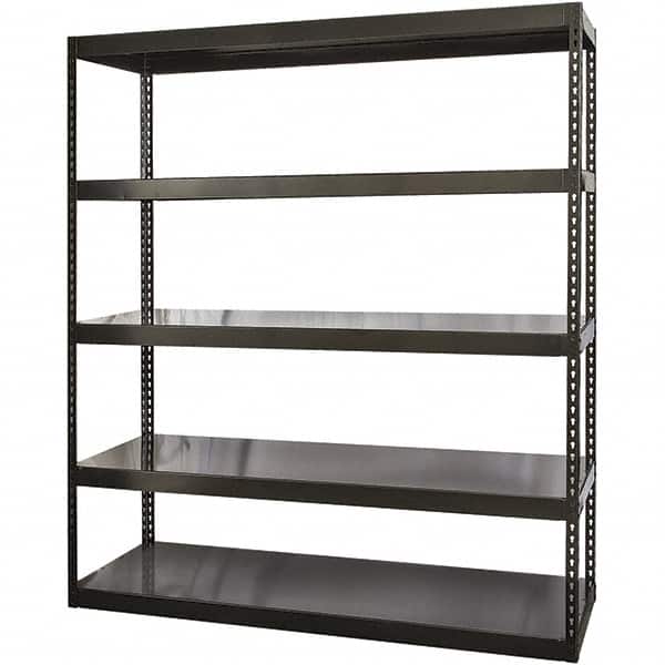 Hallowell - 5 Shelf Starter Solid Steel Waterfall Open Steel Shelving - 1 Lb Capacity, 96" Wide x 96" High x 36" Deep, Black - Americas Industrial Supply