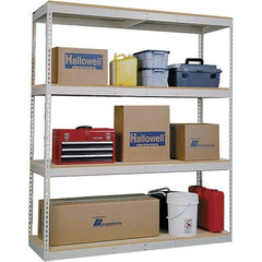 Hallowell - 4 Shelf Starter Open Steel Shelving - 2 Lb Capacity, 60" Wide x 84" High x 30" Deep, Tan - Americas Industrial Supply