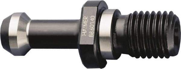 HAIMER - CAT50 Taper, 1-8 Thread, 30° Angle Radius, Standard Retention Knob - 3.35" OAL, 0.91" Knob Diam, 3.35" from Knob to Flange, 0.67" Pilot Diam, 1.06" Coolant Hole, Through Coolant - Exact Industrial Supply