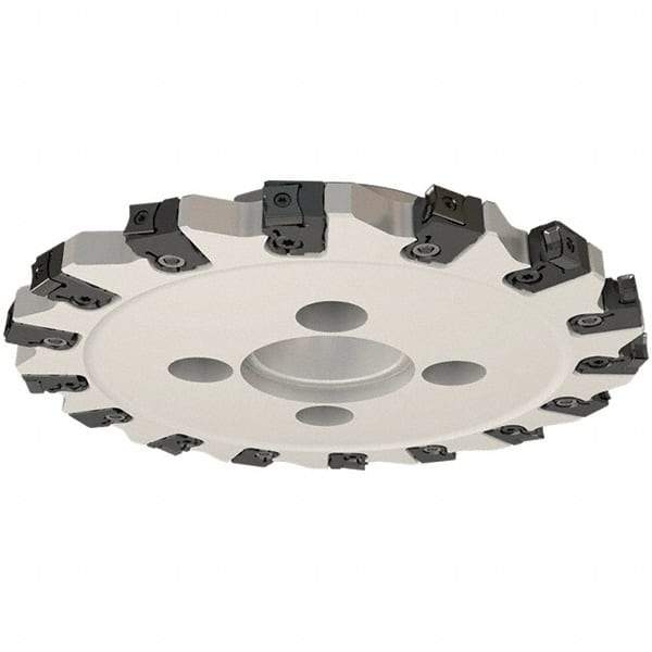Iscar - Shell Mount B Connection, 0.5512" Cutting Width, 1-1/16" Depth of Cut, 100mm Cutter Diam, 1-1/16" Hole Diam, 6 Tooth Indexable Slotting Cutter - FDN-CALN11 Toolholder, LNHT 1106 PN-N HT, LNHT 1106 PN-R HT Insert - Americas Industrial Supply