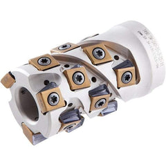 Iscar - 9 Inserts, 2" Cut Diam, 1" Arbor Diam, 1.41" Max Depth of Cut, Indexable Square-Shoulder Face Mill - 0/90° Lead Angle, 2.2" High, T490 LN.. 1306 Insert Compatibility, Through Coolant, Series Helitang - Americas Industrial Supply