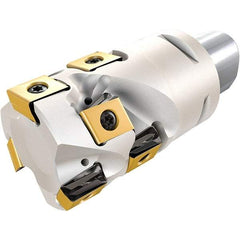 Iscar - 40mm Cut Diam, 12.5mm Max Depth of Cut, Indexable Square Shoulder Helical End Mill - T490 LN.. Inserts, C6 Modular Connection, 0° Lead Angle, Through Coolant, Series Helitang - Americas Industrial Supply