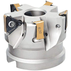 Iscar - 5 Inserts, 80mm Cut Diam, 27mm Arbor Diam, 13.5mm Max Depth of Cut, Indexable Square-Shoulder Face Mill - 0° Lead Angle, 50mm High, H690 TNKX 160610PNTR Insert Compatibility, Through Coolant, Series Helido - Americas Industrial Supply