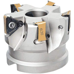 Iscar - 8 Inserts, 4" Cut Diam, 1-1/2" Arbor Diam, 17/32" Max Depth of Cut, Indexable Square-Shoulder Face Mill - 2" High, H690 TNKX 160610 Insert Compatibility, Through Coolant, Series Helido - Americas Industrial Supply