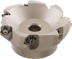 Iscar - 109.4mm Cut Diam, 32mm Arbor Hole, 4.6mm Max Depth of Cut, 50° Indexable Chamfer & Angle Face Mill - 7 Inserts, IQ845 SYHU 07.. Insert, Right Hand Cut, Through Coolant, Series DoveIQMill - Americas Industrial Supply