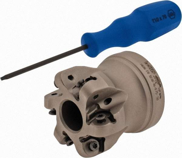 Iscar - 2" Cut Diam, 1/4" Max Depth, 3/4" Arbor Hole, 6 Inserts, H606 RXCU 43-AX.. Insert Style, Indexable Copy Face Mill - H606 FR-.50 Cutter Style, 2" High, Series Helido - Americas Industrial Supply