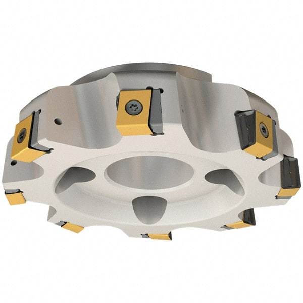 Iscar - 7 Inserts, 160mm Cut Diam, 40mm Arbor Diam, 21mm Max Depth of Cut, Indexable Square-Shoulder Face Mill - 0° Lead Angle, 63mm High, T490 LNHT 2212-PNTR Insert Compatibility, Through Coolant, Series Helitang - Americas Industrial Supply