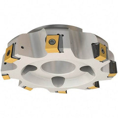 Iscar - 7 Inserts, 160mm Cut Diam, 40mm Arbor Diam, 21mm Max Depth of Cut, Indexable Square-Shoulder Face Mill - 0° Lead Angle, 63mm High, T490 LNHT 2212-PNTR Insert Compatibility, Through Coolant, Series Helitang - Americas Industrial Supply