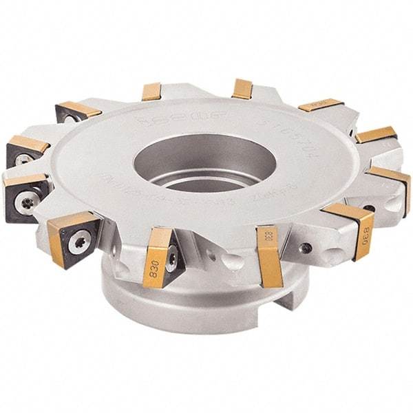 Iscar - Shell Mount B Connection, 0.56" Cutting Width, 1.06" Depth of Cut, 4" Cutter Diam, 1" Hole Diam, 10 Tooth Indexable Slotting Cutter - FDN-XN13 Toolholder, XNMU 13 Insert - Americas Industrial Supply