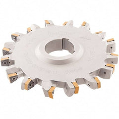 Iscar - Arbor Hole Connection, 0.56" Cutting Width, 1.075" Depth of Cut, 4" Cutter Diam, 1-1/4" Hole Diam, 10 Tooth Indexable Slotting Cutter - SDN-XN13 Toolholder, XNMU 13 Insert, Neutral Cutting Direction - Americas Industrial Supply