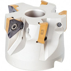 Iscar - 9 Inserts, 5" Cut Diam, 1-1/2" Arbor Diam, 0.512" Max Depth of Cut, Indexable Square-Shoulder Face Mill - 0/90° Lead Angle, 2-1/2" High, HM390 TDKT 1505 Insert Compatibility, Through Coolant, Series HeliIQMill - Americas Industrial Supply
