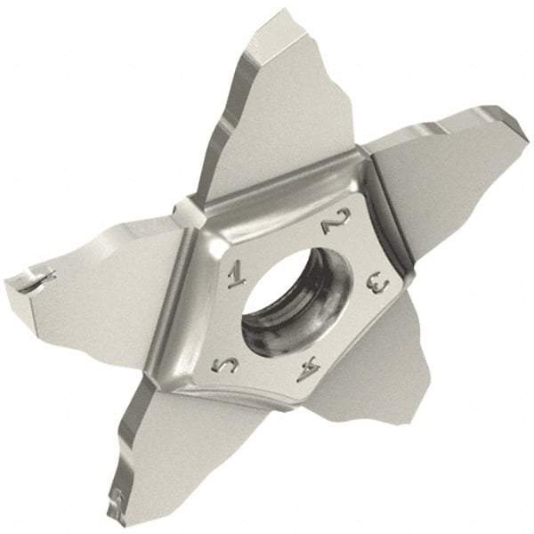 Iscar - 34L200PENTA J Grade IC908, 2.01mm Cutting Width Carbide Grooving Insert - Left Hand, 0.1mm Corner Radius, TiAlN Finish - Americas Industrial Supply