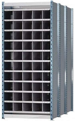 Hallowell - 50 Bin Heavy-Duty Deep Bin Industrial Shelving - 36 Inch Overall Width x 72 Inch Overall Depth x 87 Inch Overall Height, Blue and Platinum Steel Bins - Americas Industrial Supply
