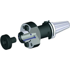 Kennametal - DIN69871-50 Taper Shank 27mm Pilot Diam Shell Mill Holder - 150mm Flange to Nose End Projection, 60mm Nose Diam, M12x1.75 Lock Screw, Through-Spindle & DIN Flange Coolant - Exact Industrial Supply