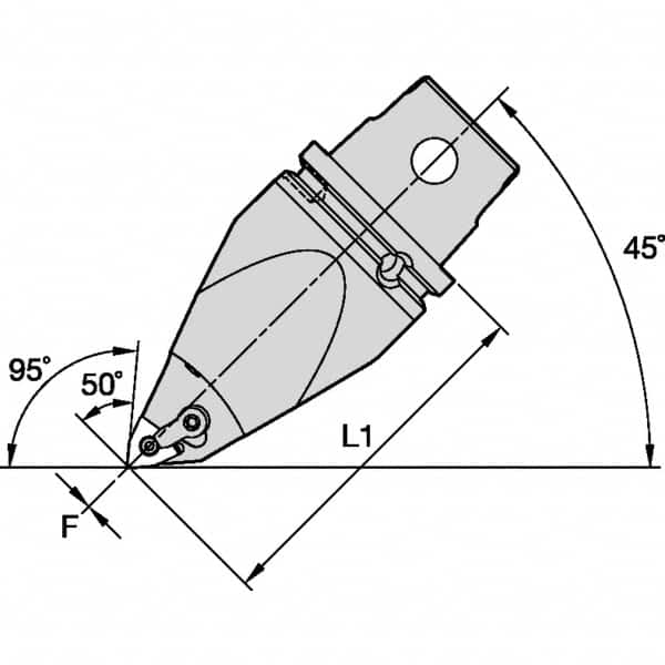 Kennametal - Right Hand Cut, Size KM63, WN.. Insert Compatiblity, Modular Turning & Profiling Cutting Unit Head - 115mm Head Length, Through Coolant, Series M-Clamping - Americas Industrial Supply